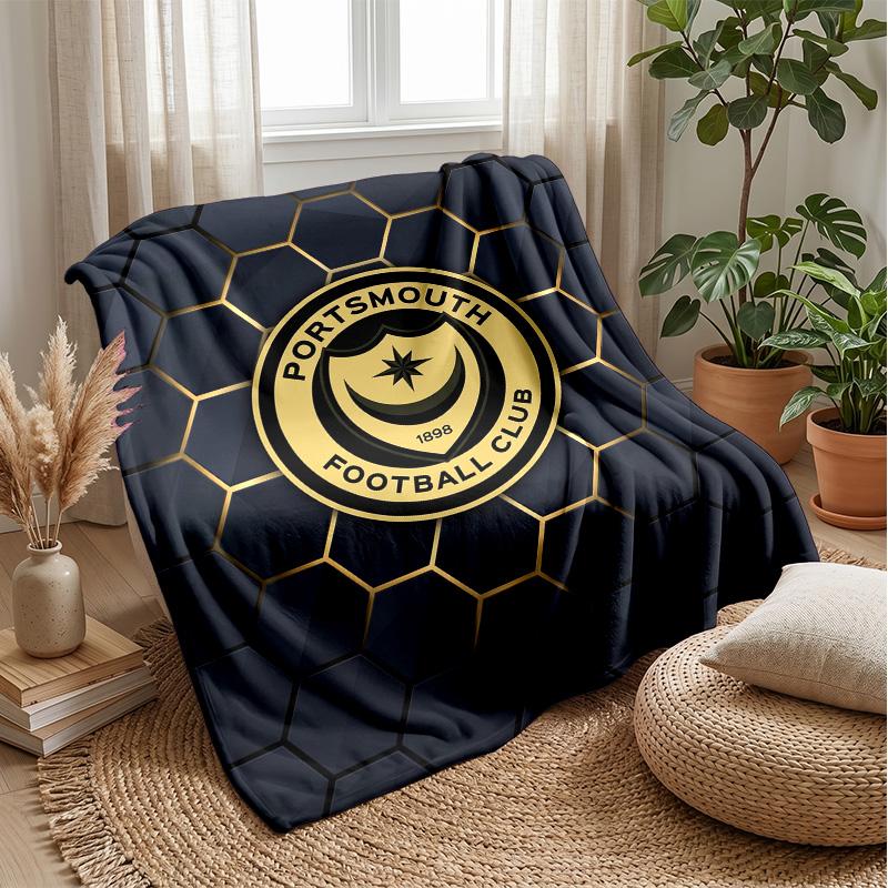 Coperta Morbida in Pile Flanella Portsmouth FC Leggera Accogliente Calda Coperta da Lancio per Divano Letto Decorazione Casa