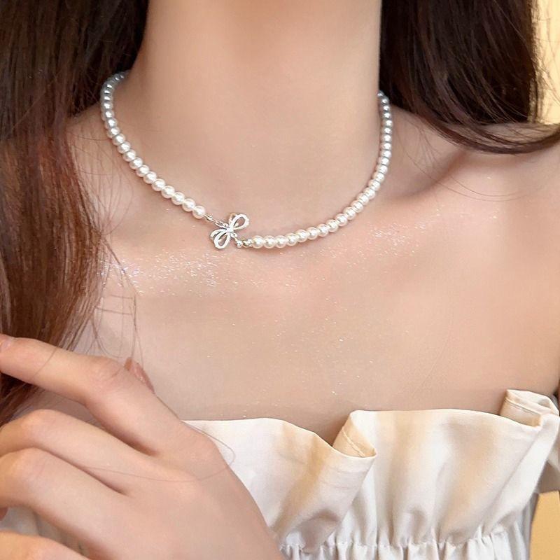 Shijia pearl necklace women s niche light luxury design high sense fashion temperament collarbone chain neck chain sweater chain bead chain