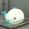 Portable Animal Night Light Cute Whale Silicone Touch Light, USB Rechargeable Bedside Lamp with Charging 3 Brightness & Remote Control, 30 Min