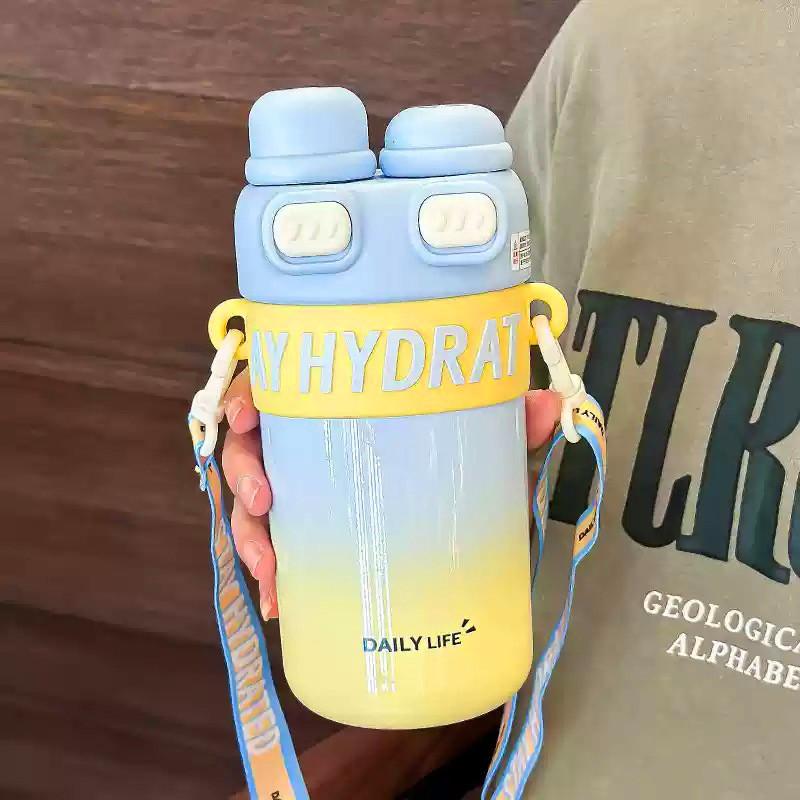 

Gradient Couples Insulated Water Bottle With Straw For Travel And Office Use Blue Yellow