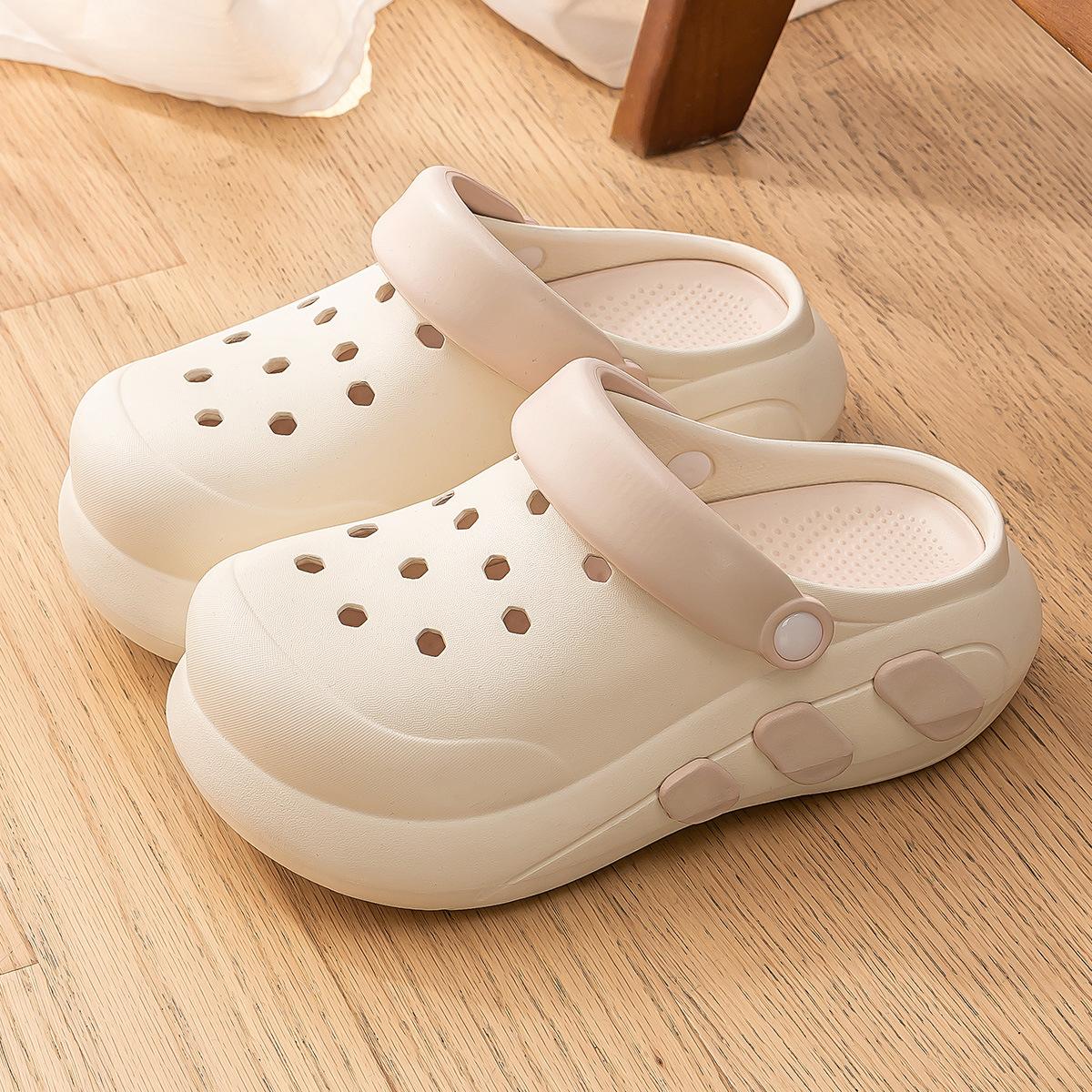 Lidani heightening hole shoes for women 2025 new non-slip beach thick-soled bag head cool slippers for women s summer wear 35 светло-розовый 2813₽