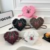 Love Heart Shape Crossbody Bag For Women Punk Style Luxury Diamond Spider Studded Handbag Small Pu Leather Shoulder Bag