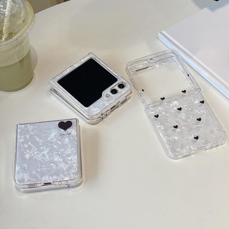 

Складной чехол для телефона Samsung Galaxy Z Flip5 Flip4 Flip3 противоударный ПК ТПУ гибридный корпус с рисунком сердца любовь задняя крышка