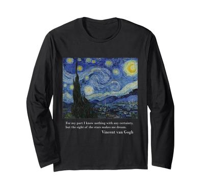 Starry Night by Vincent Van Gogh  Famous Painting Long Sleeve T-Shirt