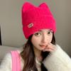 New Women Cute Cat Ear Earflap Winter Hat Fashion Faux Fur Knitted Hat Kpop Style Soft Beanie Hats Candy Female Streetwear Cap