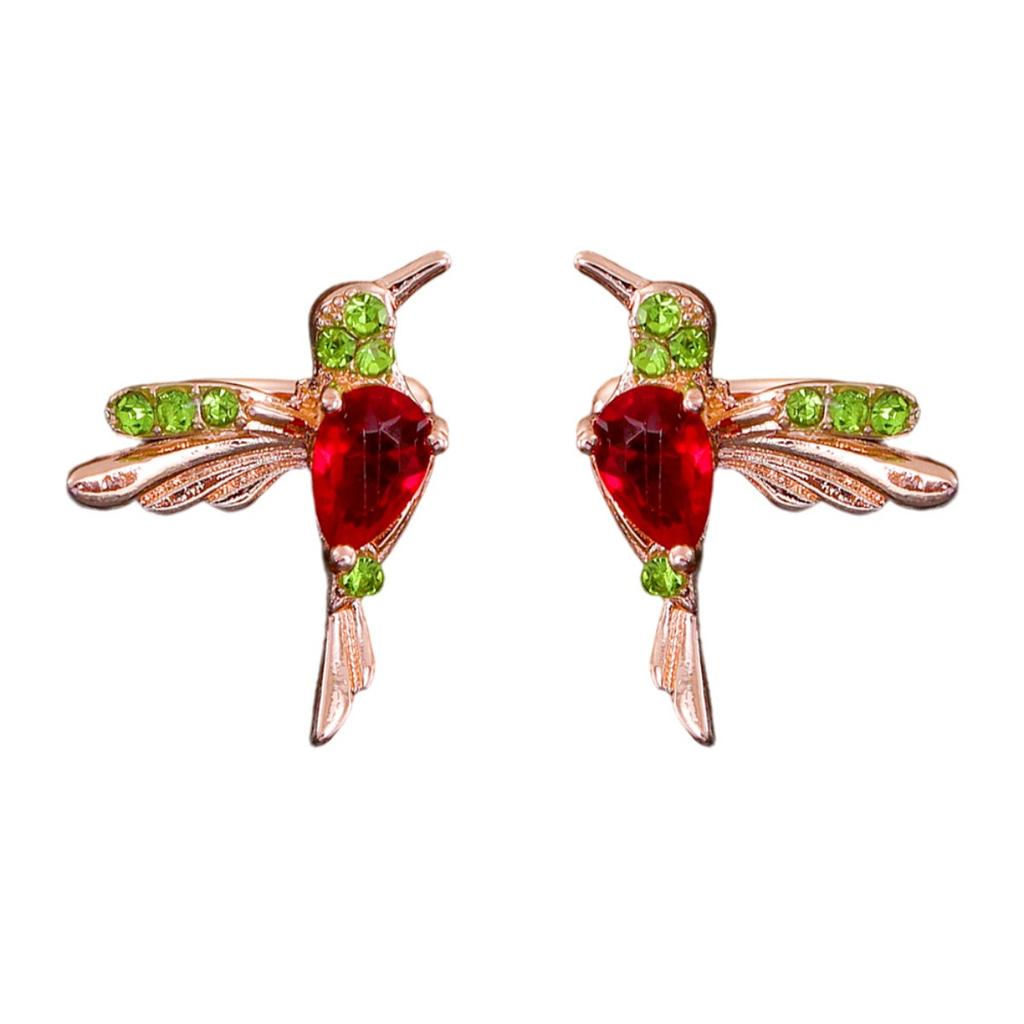 Colorful Hummingbird Shaped Ear Cuff Earrings Sparkly Animal Ear Clips for Women