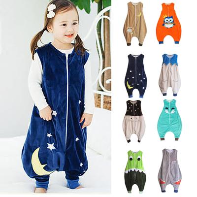 Toddler Kids Baby Boys Girls Cartoon Jumpsuit Fleece Wearable Blanket Sleep Bag