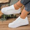 Fashion Comemore 2025 Women Spring Autumn Casual White Board Shoes Lace Up Flat Bottom Sneakers for Women Leather Platform Sneaker Shoes