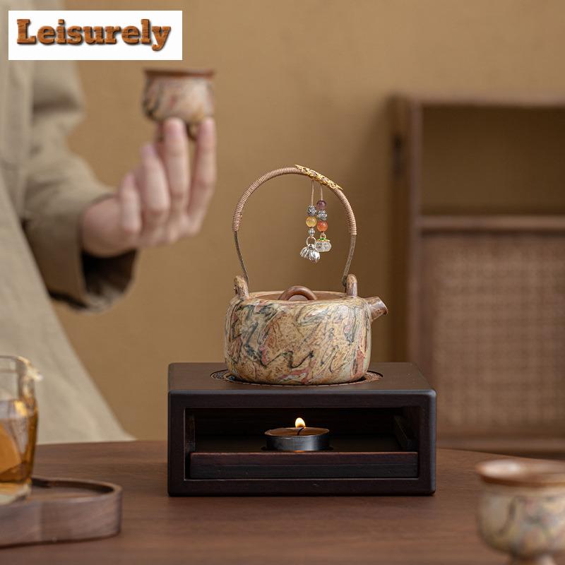 Chinese Bamboo Teapot Warmer Coffee Pots Candle Base Heater Stove Teapot Tea Stove Milk Warmer Stand Kung Fu Set Accessories