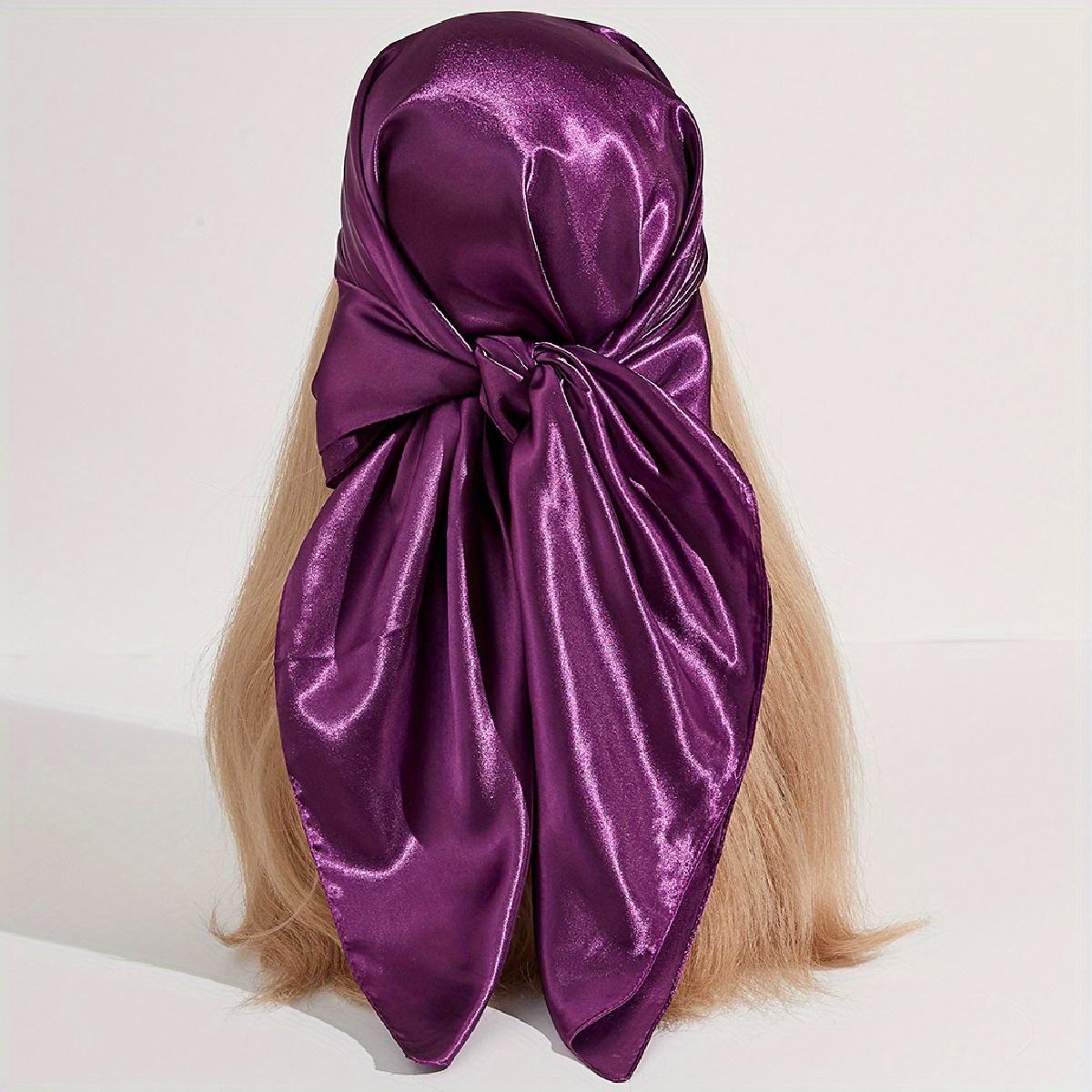 

Solid Hijab Bandana Classic 90Cm Square Scarf Women Hip-Hop Silk Neckerchief Windproof Shawl Head Wrap Hair Accessories 90x90cm