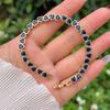 18K Gold Plated Copper Heart Zircon Bracelet Multicolor Tennis Chain Clean Setting for Boutique  Custom Jewelry Supply