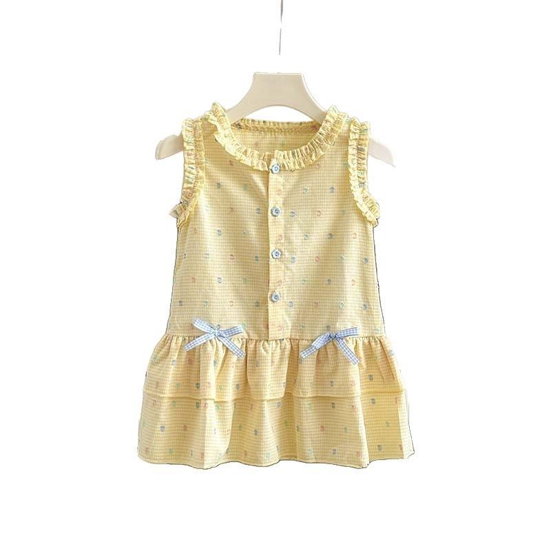 Girls Summer Sweet Princess Dress with Bow Backless Sundress