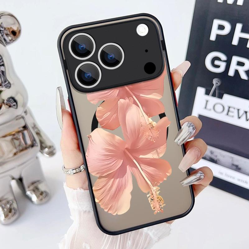 For iPhone 17 Pro Max Case Magnetic For Magsafe Simple Style Floral Cover For iPhone 16 Pro Max 15 14 13 12 11 16E Air Funda