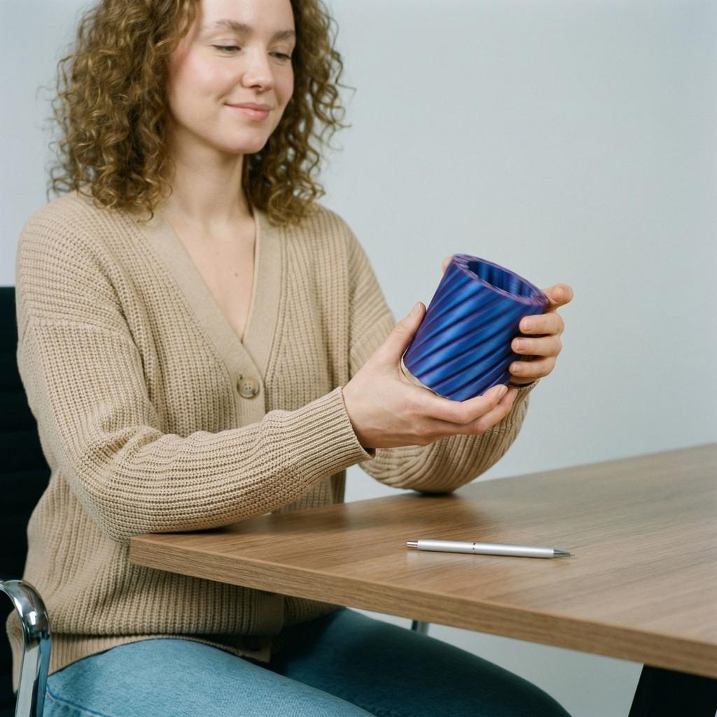 3D Printed Rotating Decompression Pen Holder - Two-tone Gradient Desktop Storage Box, Rotating Stress-relieving Toy, Available In Multiple Colors.