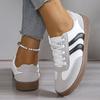 2025 White Women's Platform Sneakers: Thick Sole, Leather, Korean Style, Versatile, Student Flats