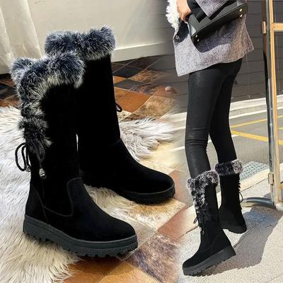 Mode Winter Nieuwe Dames Sneeuwlaarzen Nieuwe Mode Warmhouden Plus Fluweel Kniehoge Laarzen voor Dames Casual Blokhak Platform Schoenen