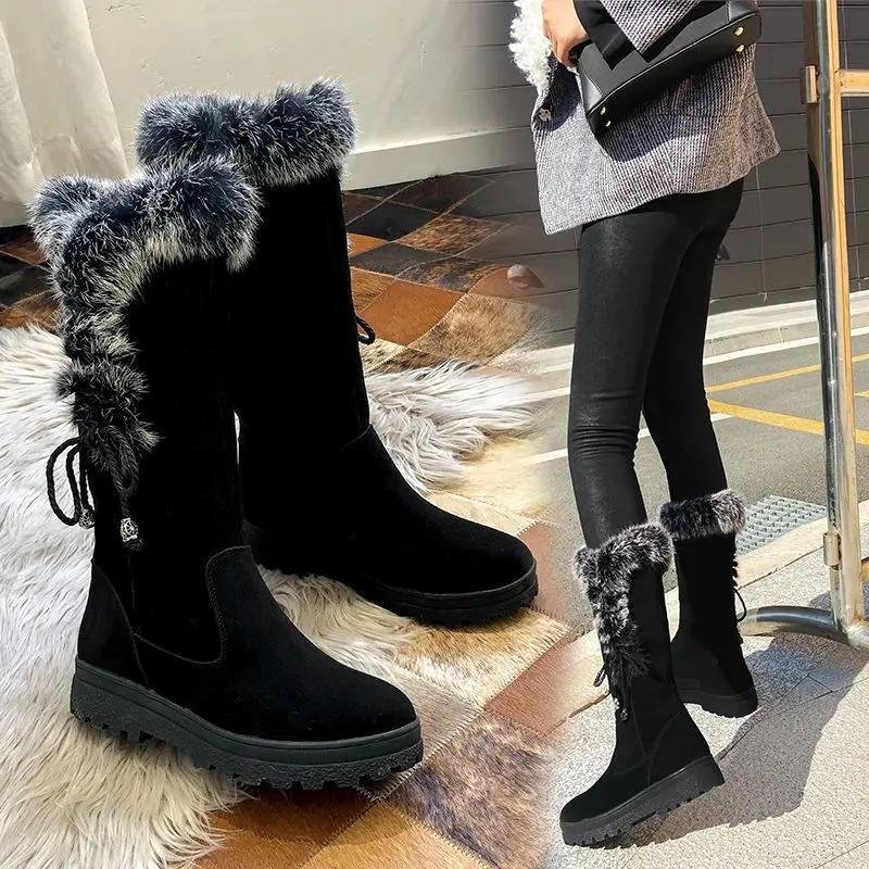 Fashion Winter New Women's Snow Boots New Fashion Keep Warm Plus Velvet Knee High Boots for Women Casual Chunky Heel Platform Shoes