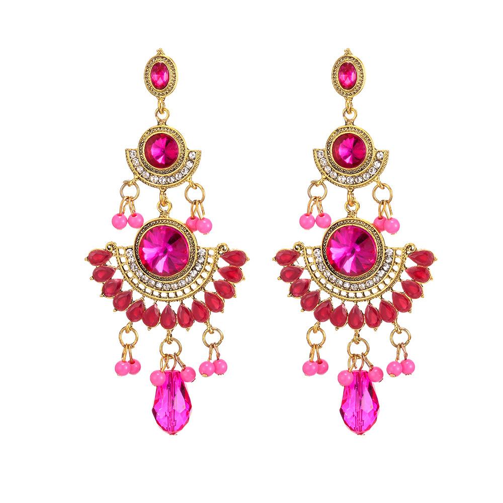Retro Tassel Earrings Rhinestone Ear Drop Jewelry Ethnic Bride Accessories