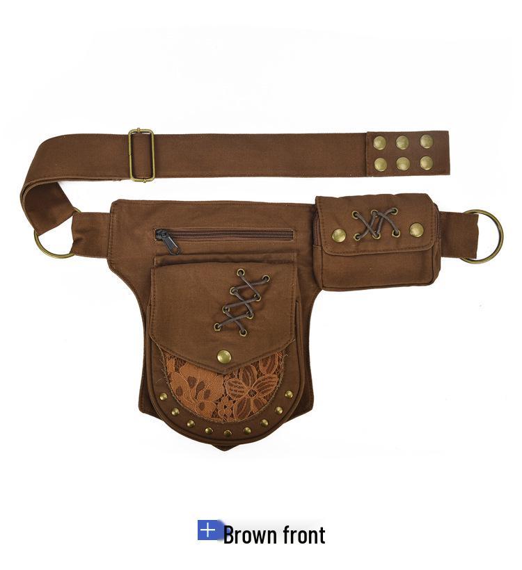 Unisex Retro Rivet Waist Bag: Multi-Functional Crossbody for Outdoor Sports and Phone Storage