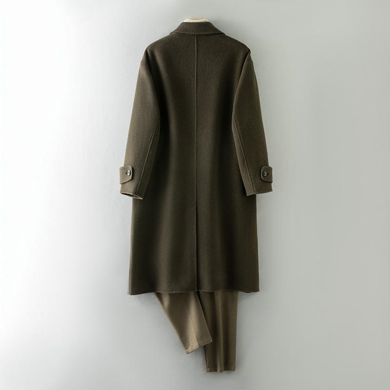 Autumn and Winter 100% Wool Coat Men's Long Over-the-knee Cashmere Coat Double-breasted Casual Woolen Coat New Style