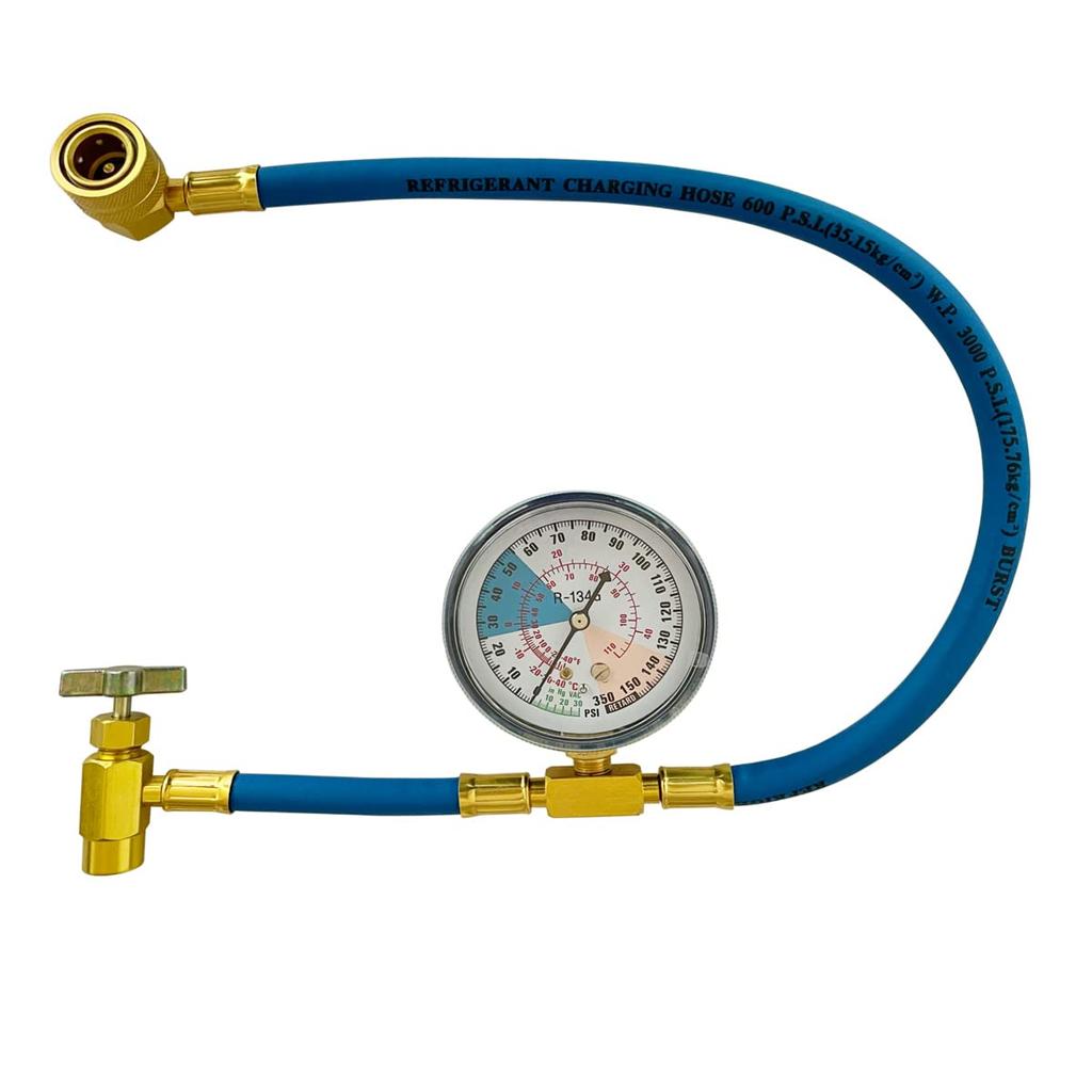Dualmax R134a Air Conditioner Gas Charging Hose with Meter Gas Charger, For Cars, Air