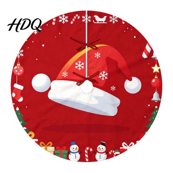 Holiday Tree Skirt Round Skirt 35.4" Christmas Vibrant Prints Mat with for Decorative Prop Photo
