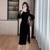 2025 Elegant Velvet Waist-Slimming Dress