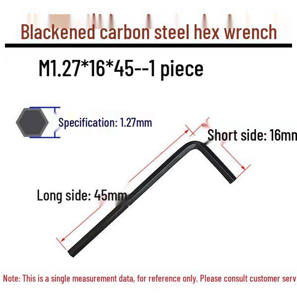 0.9-8mm Black Carbon Steel Metric Hex Key L-Shaped Wrench