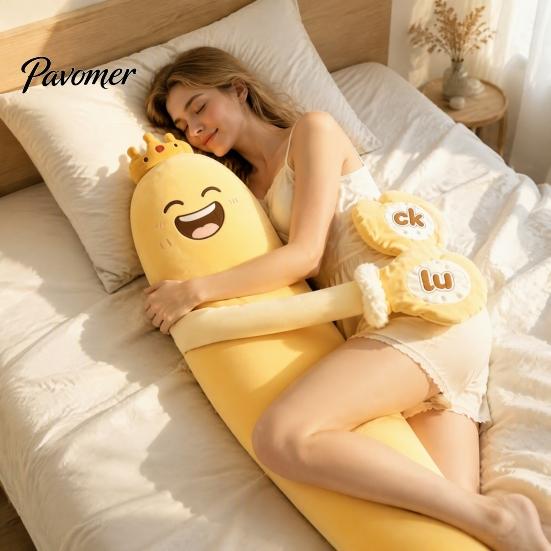 Skin Friendly Pillow Eggplant Body for Side Sleepers, Soft Long Plush Cushion Large Hug with Removable Washable Cover, Cute Hugging Women Full Support