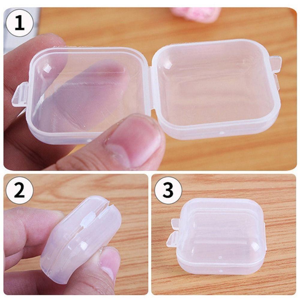 100 Pcs Transparent Mini Storage Box Finishing Square Plastic Case Jewelry Storage Case  Girls Women