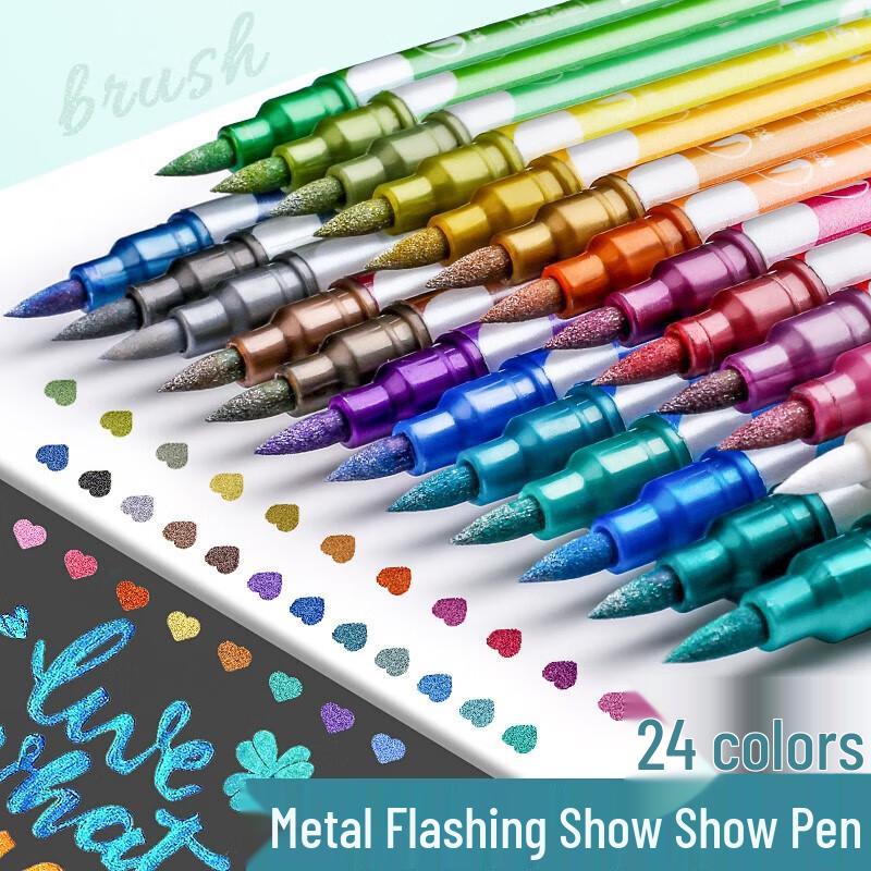 24-Color Metallic Glitter Marker Pen Set