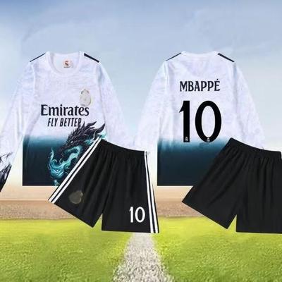 Children's White Dragon No. 10 Long Sleeve Football Jersey, Sizes 20-30