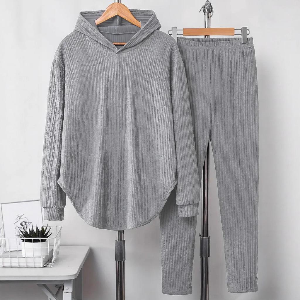 Casual Hooded Tops 2 Piece Sets for Women Fashion Solid High Waist Long Pants Set Female Holiday Women's Clothing Autumn Winter