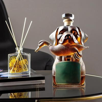 Whiskey Bottle Hunting Dog Alcohol Decanter Liquor Bottle Airtight Alcohol Holder Container Home Decor for Brandy Bourbon