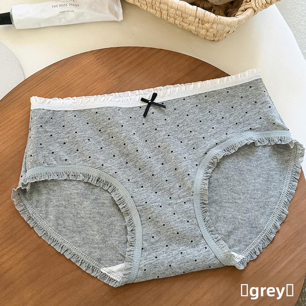 Ladies Summer New Style Sweet Pokdot Pure Cotton No Trace Breathable Mid Waist Triangle Briefs