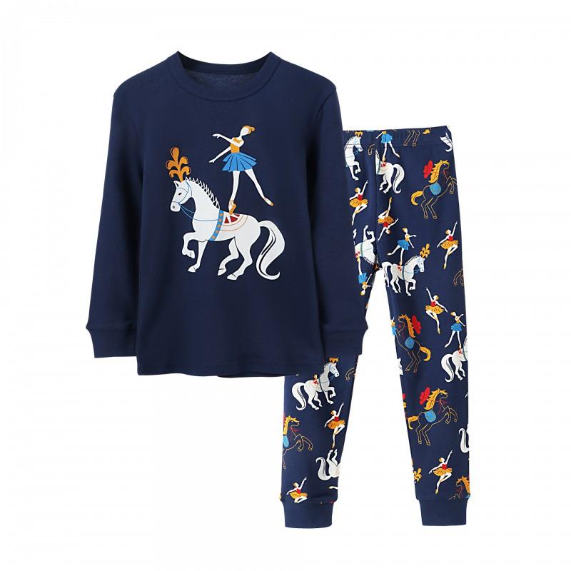 Cartoon Kids Cotton Pajamas Set Long Sleeve Sleepwear Boys Girls 90-140cm