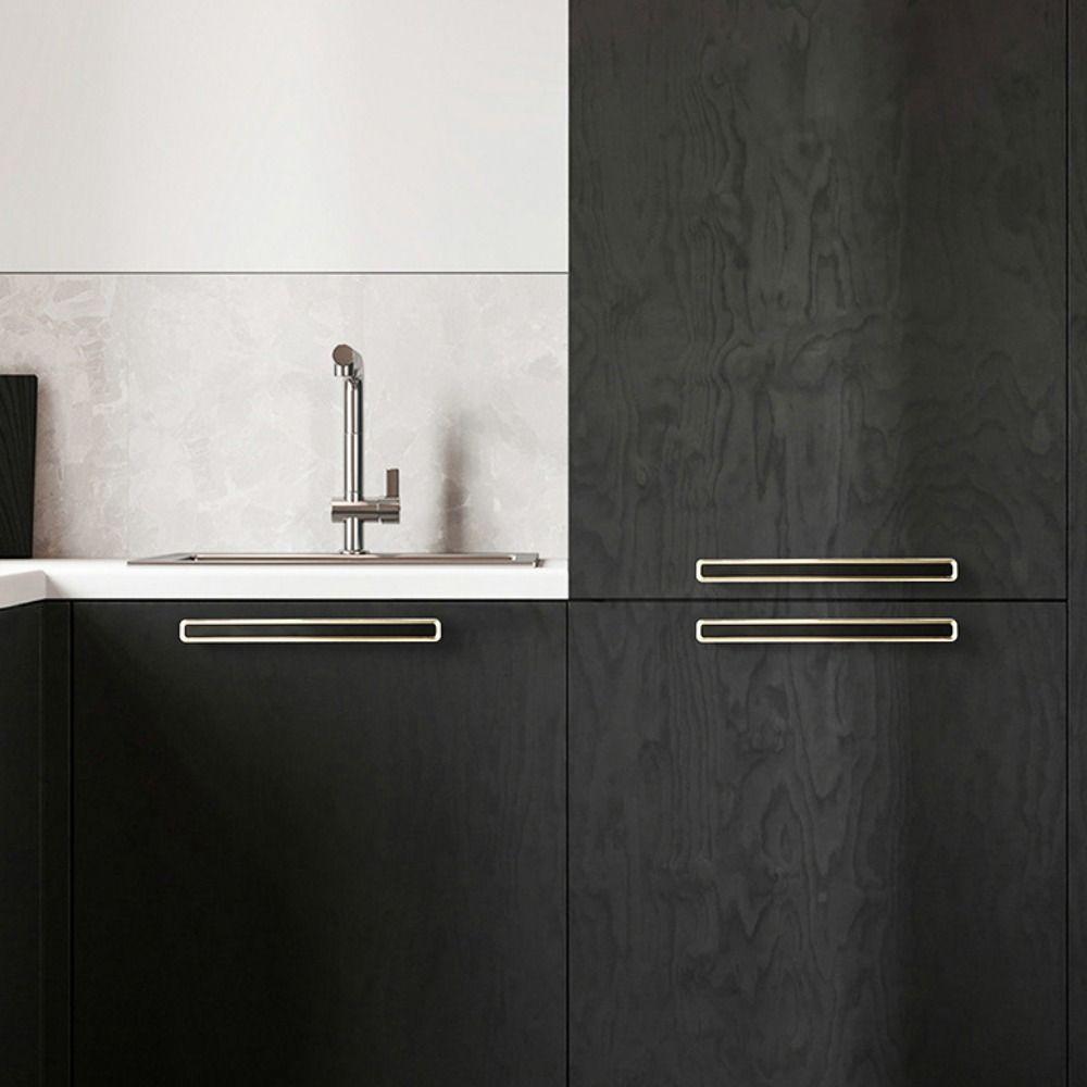 Black Square Single Hole Handle Zinc Zinc Zinc Alloy Cabinet Handle Black Gold Handle  Kitchen Cabinets