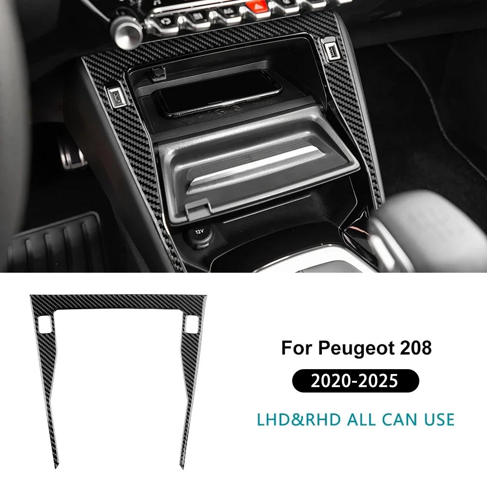 Real Soft Carbon Fiber Sticker LHD RHD For Peugeot 208 E-208 2020 2021 2022 2023 2024 2025 Car Central Control Panel Trim