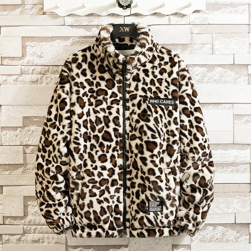 Retro Leopard Print Cotton Jacket with Hood - Hip Hop Style, Loose Fit, Plus Velvet, Thickened for Autumn & Winter