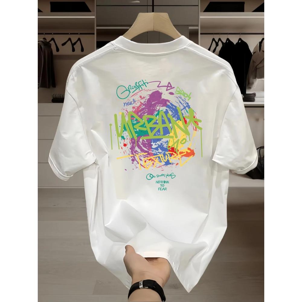 Sommermote Heavyweight Retro menns engelske bokstaver 100 % bomull trykt rundhals Høykvalitets Casual Fitness Street T-skjorte