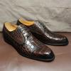 Fashion Men's Classic Italian Style Dress Shoes Size 39-46 Genuine Leather Double Buckle Monk Strap Snake Print Cap Toe