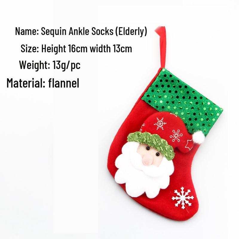Sequin Santa Claus 3D Christmas Stocking & Gift Bag