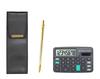Pen Case with Mini and Hexagonal Knock Metal Ballpoint Pen Set Eco-leather Calculator, Z66, Gold-plated (T23-D-BR-B-Z66KB)