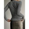 Autumn and Winter New Button-ribbed Slim-fit Knitted Long-sleeved Women's Comfortable Soft Bottoming Shirt