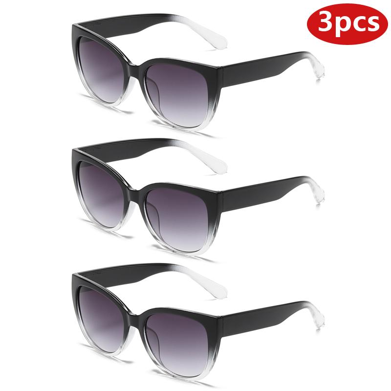 Protective Glasses 3pcs Fashion Cat Eye Sunglasses Women Purple Gradient Frame Glasses Large Frame Design Female Shades UV400