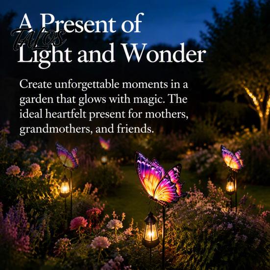 Yard Art for Outside Solar Butterfly Garden Stake Lights, Metal Decorative Stakes, IP65 Waterproof Outdoor Patio Accents LED Landscape Lights