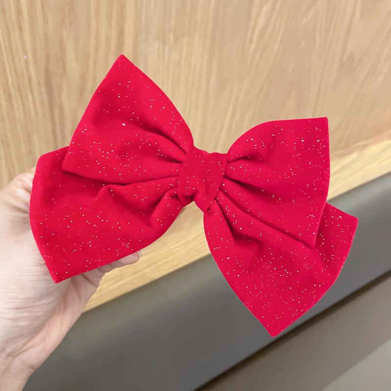 Korean Velvet Bow Hairpin for Women - Stylish Head Accessory, Top Clip, Elegant Hairpin