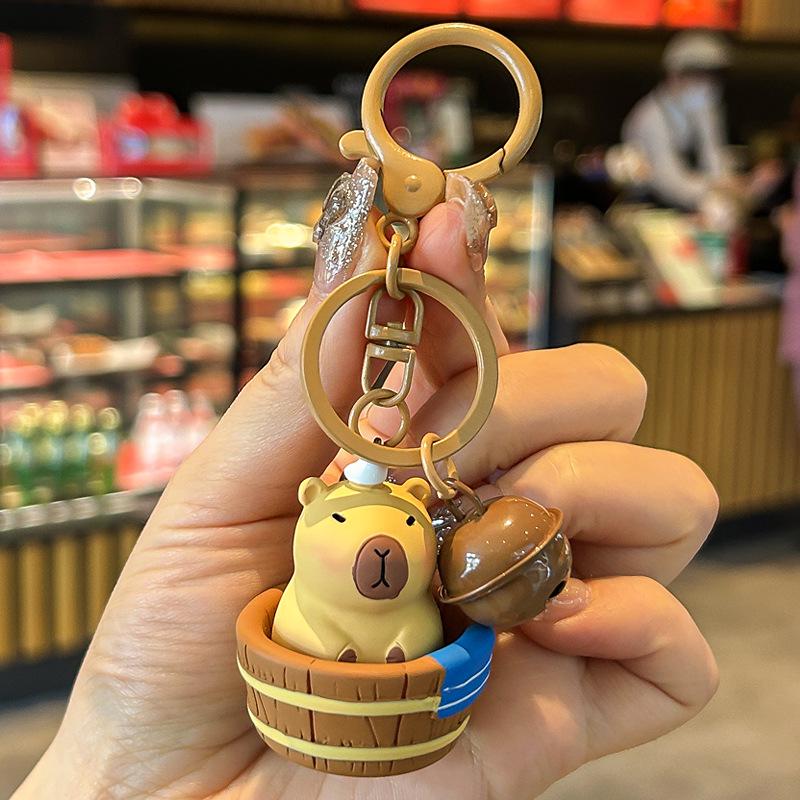 Stackable Capybara Keychain: Cute Mini Capybara Doll Backpack Charm for Kids