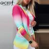 QICED Damen Vintage Casual Gitterdruck Herbst Winter Langarm Polokragen Jacken & Mäntel