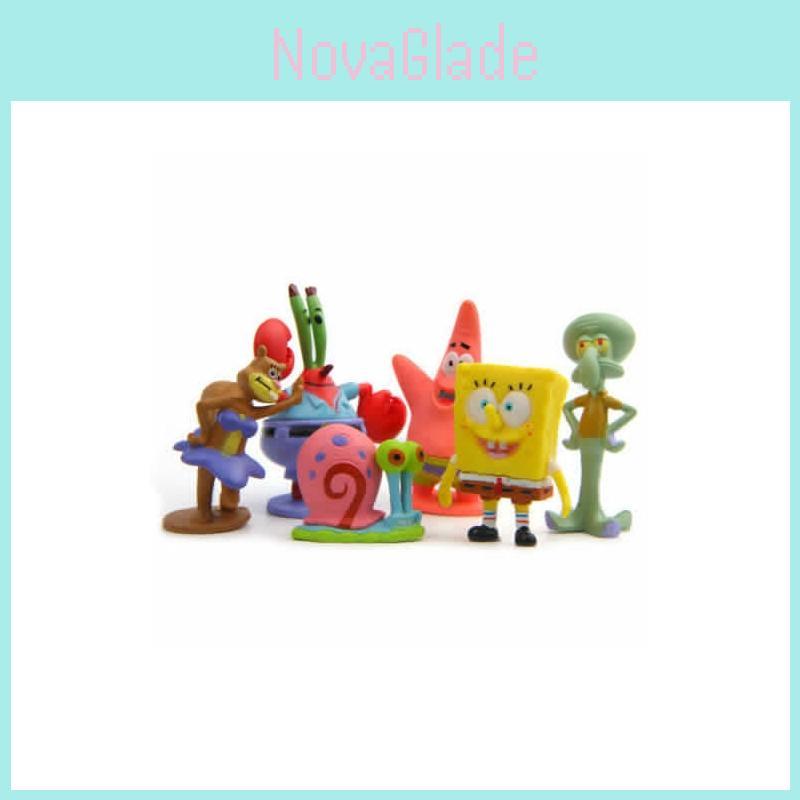 6pcs Set Spongebob Squarepants Figures Featuring Patrick Star And Squidward For Kids' Cake Toppers